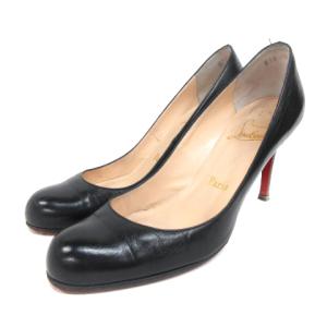 パンプス ハイヒール アーモンドトゥ レザー 37 ブラック