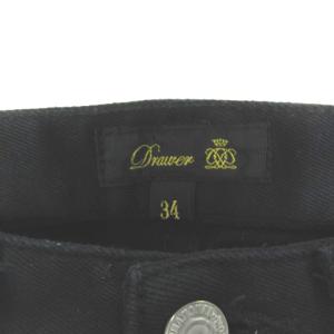 Drawer スキニーパンツ デニム 裾ジップ ストレッチ 34 黒