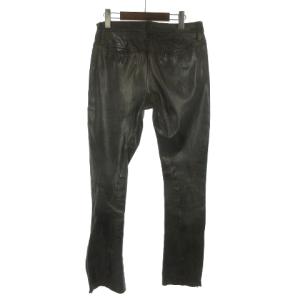 ISAMU KATAYAMA BACKLASH 1218-01 レザーパンツ 牛革 カーフレザー ストレート 無地 M 茶 ダークブラウン