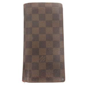 10年製 ダミエ ポルトフォイユ ブラザ 二つ折り長財布 ブラウン