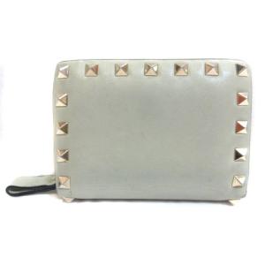 VALENTINO GARAVANI スタッズ コンパクト レザー 二つ折り ウォレット 財布