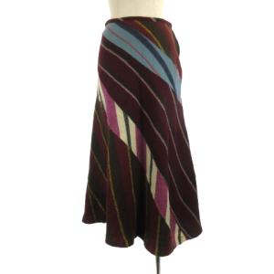 スカート ロング フレア 総柄 ウール M マルチカラー