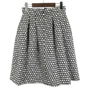 M'S GRACY 近年モデル リボン 花柄 スカート 38 ブラック