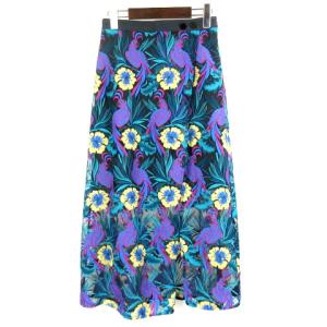 19SS シースルー スカート フレア 刺繍 ロング 36 ブルー系