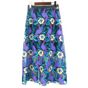 GRACE CONTINENTAL 19SS シースルー スカート フレア 刺繍 ロング 36 ブルー系