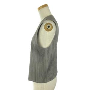 PLEATS PLEASE ISSEY MIYAKE ベスト カーディガン ノースリーブ プリーツ ボタンレス 3 グレー