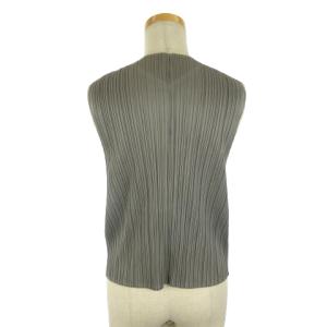 PLEATS PLEASE ISSEY MIYAKE ベスト カーディガン ノースリーブ プリーツ ボタンレス 3 グレー