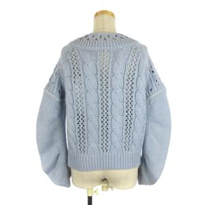GRACE CONTINENTAL 21SS 0121143096 ケーブルメッシュニットTOP ニット セーター 長袖 パール 36 青 ブルー