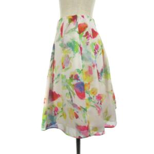M'S GRACY 水彩花柄プリントフレアスカート ホワイト