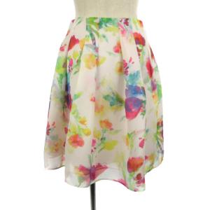 M'S GRACY 水彩花柄プリントフレアスカート ホワイト