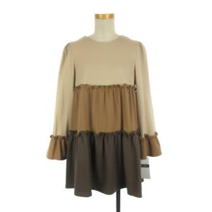 20AW 015513 グラデーションティアード チュニック ウール 38 ブラウン