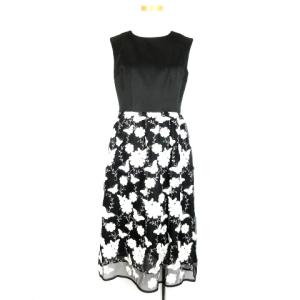 花柄 蝶刺繍 ワンピース ノースリーブ 1 ブラック