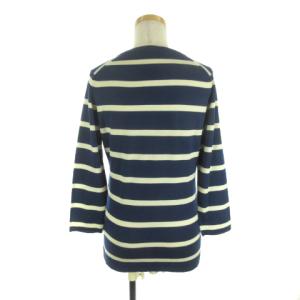 MARGARET HOWELL JOHN SMEDLEY ニット ウール 長袖 ボーダー イギリス製 2 ネイビー