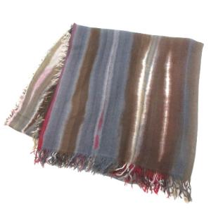ストール ウール シルク ボーダー調 グラデーション マルチカラー