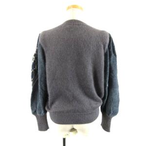 YVES SAINT LAURENT ヴィンテージ ニット セーター スパンコール ウール グレー M ECR11