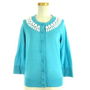 カーディガン ビジュー装飾 ブルー S