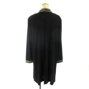 LEONARD FASHION シャツ ワンピース 薄手 長袖 ひざ丈 開襟 オープンカラー L ブラック