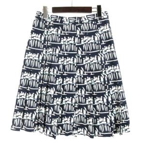 TORY BURCH 211228EO ECR12 スカート 総柄 ミディ丈 2 ネイビー