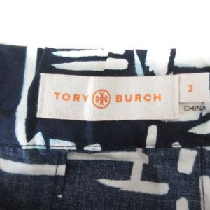 TORY BURCH 211228EO ECR12 スカート 総柄 ミディ丈 2 ネイビー