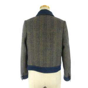 LEONARD FASHION デニム切替ツイードジャケット 9R ネイビー