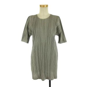 近年モデル ワンピース 五分袖 チェック 3 グレー