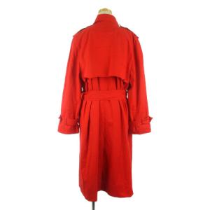 CELINE ヴィンテージ トレンチコート ロング 金ボタン 無地 赤 レッド ECR12
