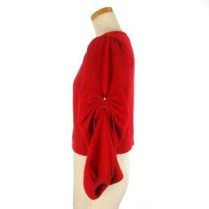 CELINE カシミア100％ ボリューム袖 カーディガン S レッド