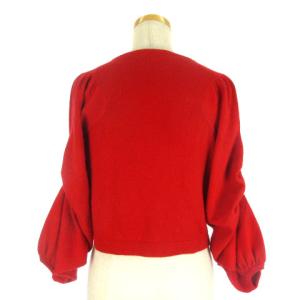 CELINE カシミア100％ ボリューム袖 カーディガン S レッド