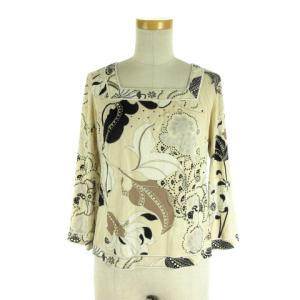 花柄長袖カットソー M ライトベージュ