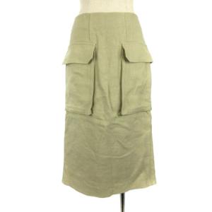 キャンバスリネンロングタイトスカート 38 ベージュ