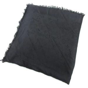 LOUIS VUITTON M71329 16年製 モノグラム ノワール シルクミックス大判ストール ブラック