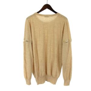 BOTTEGA VENETA 2way 袖切り替え ニット セーター 長袖 半袖 クルーネック アルパカ 無地 50 ベージュ