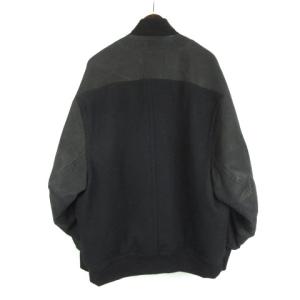 JULIUS 18AW 637BLM6 スタジアム ジャケット 中綿 メルトン ラムレザー ブラック