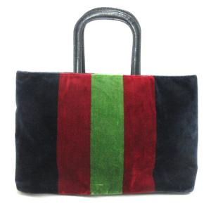 ROBERTA DI CAMERINO ベロア調ハンドバッグ レザー ブラック