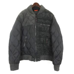 ダウンジャケット 切替 ウール ニット チャコールグレー XXL 220217EE