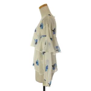 GRACE CONTINENTAL 19SS ブラウス 長袖 花柄 シフォン フレア 36 ホワイト