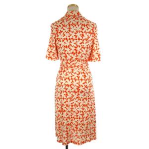 DIANE von FURSTENBERG シルク総柄ワンピース 6 オレンジ