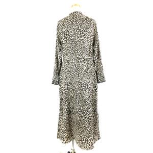 BEAUTY&YOUTH UNITED ARROWS 220222E レオパードプリント スリット ワンピース 長袖 ロング 総柄 ブラック M ホワイト