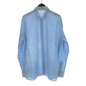 HERMES コットンストライプシャツ 41 ブルー