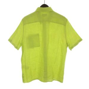 HERMES リネンボタンダウンシャツ 40 ライトグリーン