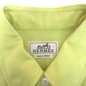 HERMES リネンボタンダウンシャツ 40 ライトグリーン