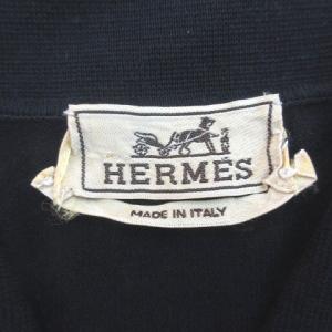 HERMES 長袖ポロシャツ M ネイビー