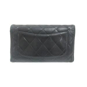 CHANEL 長財布 マトラッセ ココマーク 三つ折り ロングウォレット ラムスキン ブラック