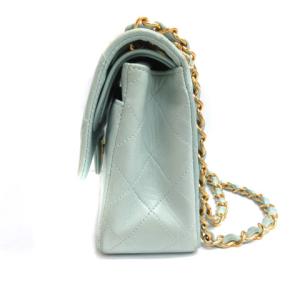 CHANEL ゴールドチェーン マトラッセ ショルダーバッグ ラムスキン ダブルフラップ 4番台 ミント
