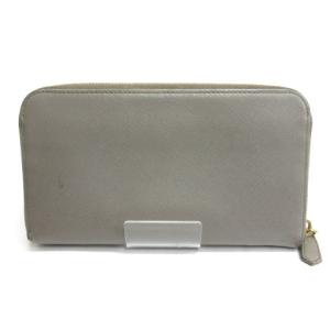 PRADA 長財布 ロングウォレット ラウンドファスナー 小銭入れ 札入れ ロゴ レザー ブラウン系 AA