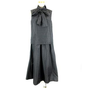 18AW スカートセットアップ タフタチェック 38 ブラック
