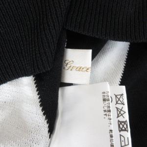 Grace Class 20SS ワンピース ひざ丈 ニット ヘリンボーン 36 ブラック ホワイト
