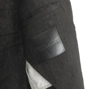 ISAMU KATAYAMA BACKLASH 1415-03 インディゴリネン100% シープレザー シルバー箔プリント テーラードジャケット