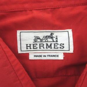 HERMES シャツ 41 16 レッド