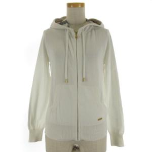 ジップアップ パーカー 長袖 ニット コットン 38 ホワイト 220822E